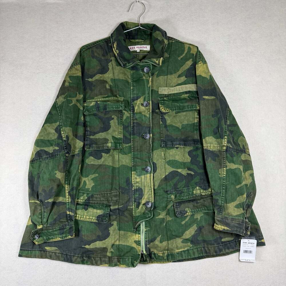 Free People Jacket Size M Seize The Day Military Utility Field Camo Green